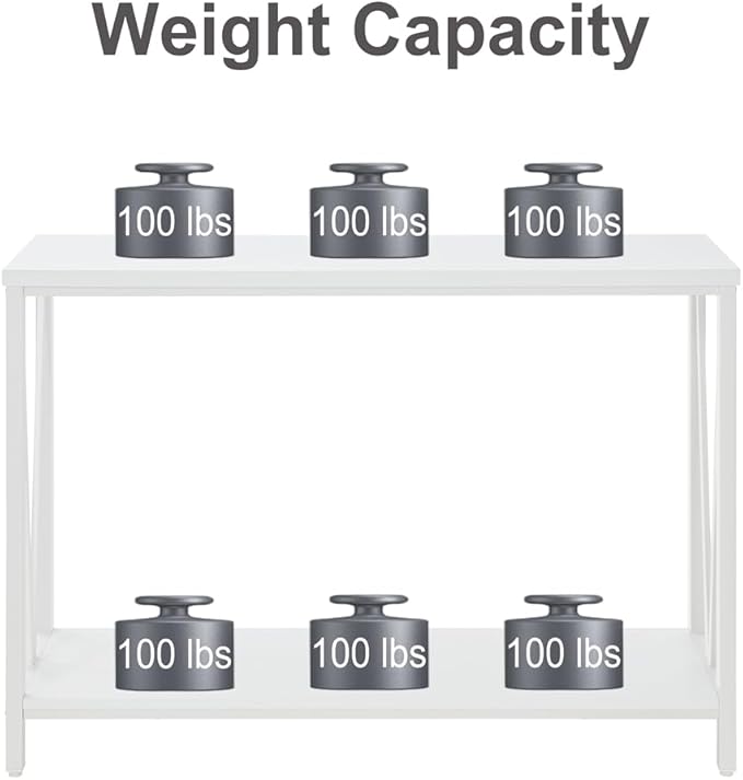 EXCEFUR Rustic Sofa Table, Industrial Console Table for Entryway, Wood and Metal Hallway Table for Living Room, White Oak