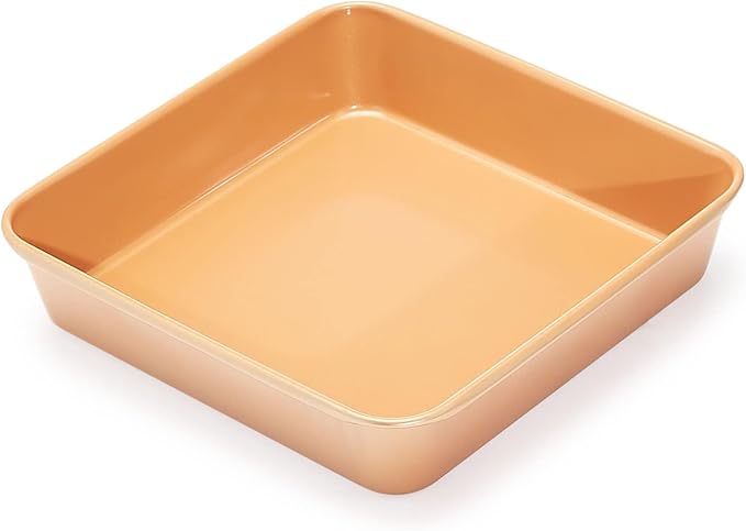 Amazon Basics Ceramic Nonstick Baking Sheets and Pans Bakeware Set, Non-Toxic, 5-Piece Set- Copper Color