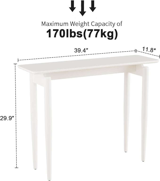 Wood Console Table Walnut Entryway Table, Thin Console Table, Sofa Tables for Living Room (39.4'')