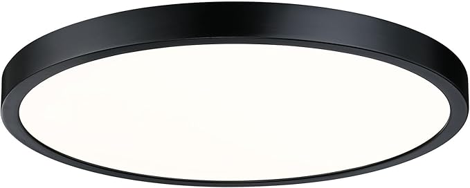 Flush Mount Ceiling Light Fixture, 14 Inch LED Modern Kitchen Light, Slim Dimmable Black Flush Mount Light for Low Ceiling, Laundry, Hallway, Metal and Glass Lighting, 26W, 3000K