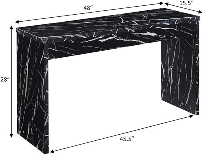 Convenience Concepts Northfield Hall Console Table 48" - Modern, Minimalist Narrow Sofa Display Accent for Contemporary Living Room, Entryway, or Hallway, Black Faux Marble