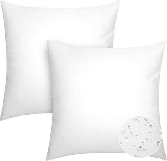 Pack of 2 16x16 Outdoor Pillow Inserts, Water Resistant Throw Pillow Inserts, Cushion Inner Pads for Patio, Furniture, Sofa, Bed, Living Room, Garden Decorative Waterproof Pillow Inserts