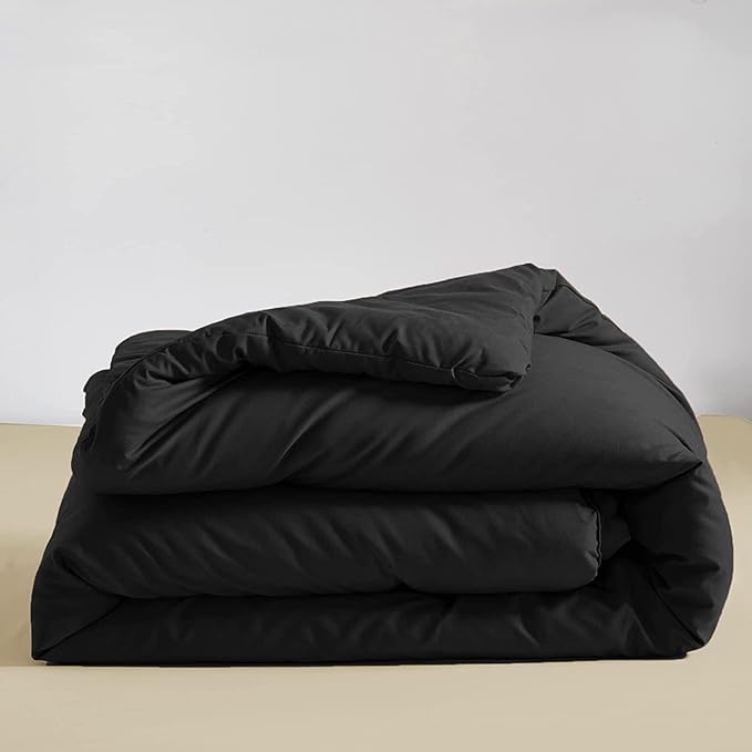 Luxlovery Black California King Comforters Set Women Men Solid Black Bedding Set Cal King Soft Breathable Lightweight Durable Comforter Set Fluffy Blanket Quilts