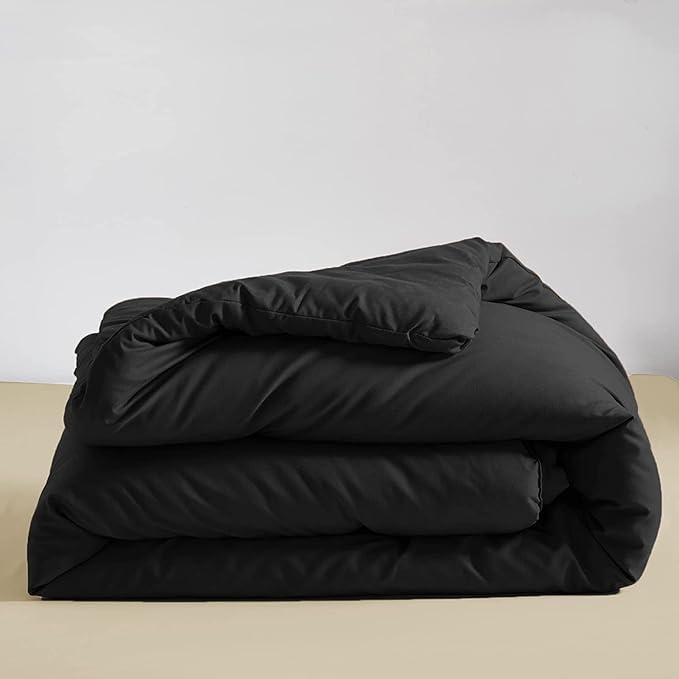Luxlovery Black Comforter King Men Pure Black Bedding Set Durable Quilts Blanket Soft Breathable Lightweight Fluffy King Size Comforter Set Women Men