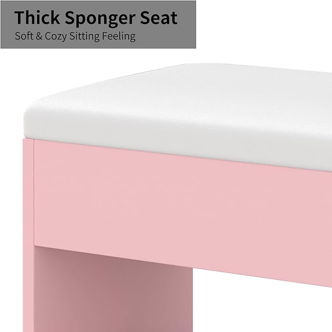 55'' Vanity Desk, Makeup Vanity with Charging Station, 13 Drawers with Lighted Mirror, 3 Lighting Modes, Brightness Adjustable, Glass Top, Vanity Table with Chair for Bedroom, Pink