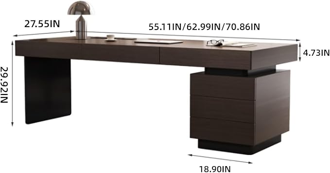 Modern Executive Desk with Drawers 70.86IN(Storage Base)(Wooden Texture) Home Office Desks Include Multi-Function Socket,Large Desktop