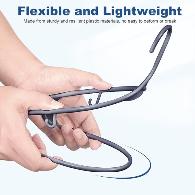 HOUSE DAY Grey Plastic Hangers 60 Pack, Non-Slip Plastic Hanger with Dual Hooks - Slim Space Saving 1/4" Thin Closet Organizers for Coats, Shirts, Pants & Dresses - Lightweight Garment Friendly