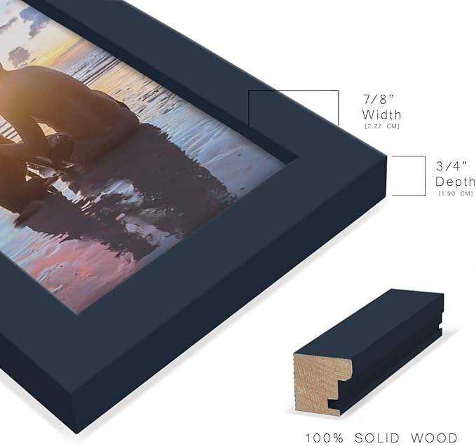 Renditions Gallery 3.5x5 inch Picture Frame High-end Modern Style, Made of Solid Wood and High Definition Glass Ready for Wall and Tabletop Photo Display, Navy Frame