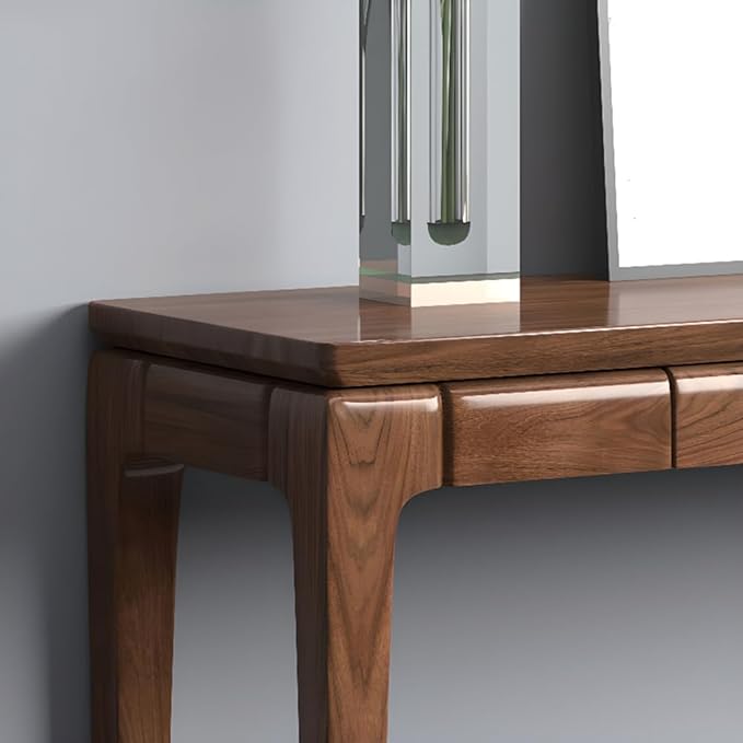 LITFAD Console Table Sleek Walnut Wood Hall Table with 2 Drawers Modern Simple Entrance Table for Hall Living Room Hotel - 1 Piece, 46.5" L x 14" W x 33.5" H