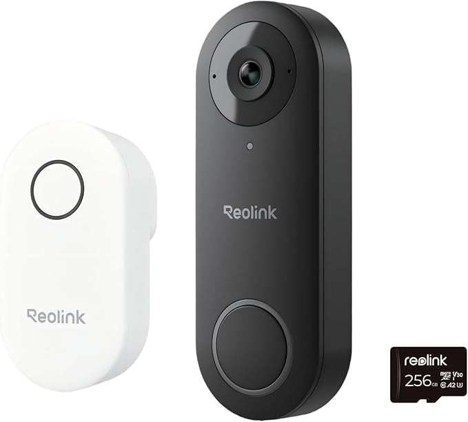 Video Doorbell Camera with 256GB microSD Card Bundle, Wired Video Doorbell, 5Ghz/2.4Ghz WiFi, 256GB SD Card for Local Storage, Chime Included