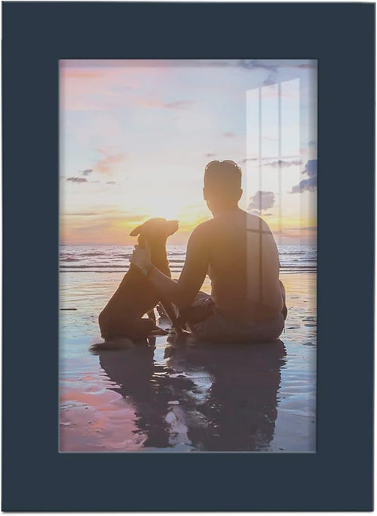 Renditions Gallery 5x7 inch Picture Frame High-end Modern Style, Made of Solid Wood and High Definition Glass Ready for Wall and Tabletop Photo Display, Navy Frame