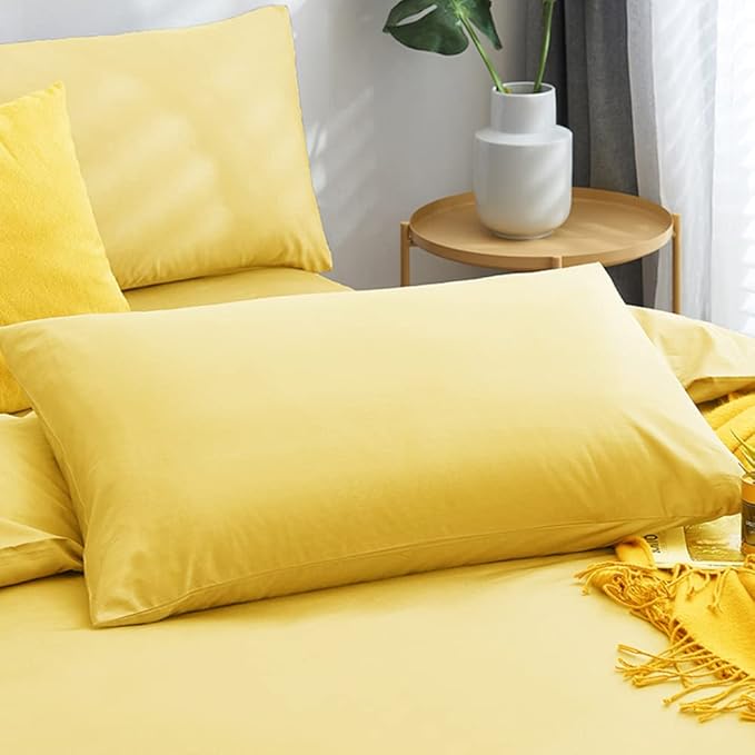 CLOTHKNOW Yellow Full Size Comforter Set 3Pcs Light Yellow Bedding Comforter Sets Soft Comforter with 2 x Pillow Cases