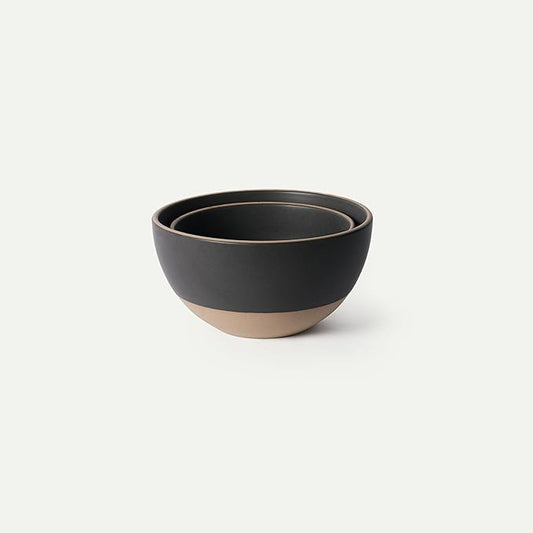 MORA Jumbo and Large Bowls Set of 2, 2.5 and 1.5 Qt Ceramic Pottery Mixing Bowls - Microwave and Dishwasher Safe - Liquorice