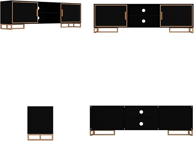 AIEGLE Modern TV Stand for 75+ Inch TVs, 70.9" W Entertainment Center with 2 Doors & Cable Management, Media Console Cabinet, Dark