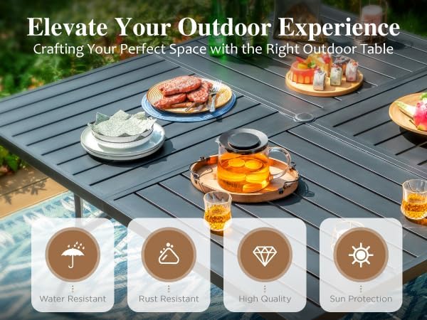 HERA'S HOUSE Outdoor Patio Dining Set of 9, 9 Piece Outdoor Table and Chairs Set of 1 Large Square Patio Table and 8 Quick Dry Textilene Swivel High Back Rocking Chairs for Lawn, Park, and Garden