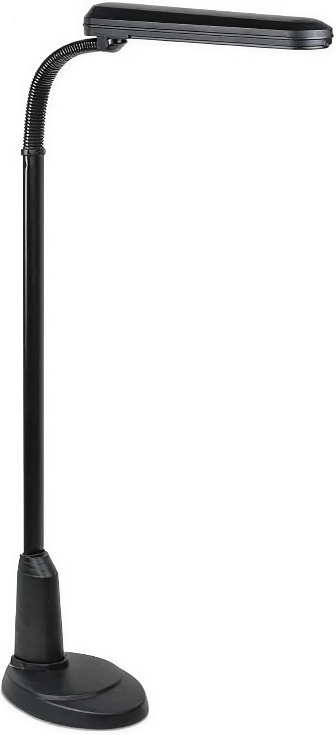 OttLite Standing Floor Lamp with Weighted Base & Adjustable Neck - 24w Energy Efficient Light Bulb for Bright Natural Daylight - Modern Home Decor, for Living Room, Reading, Bedroom, Dorm & Office