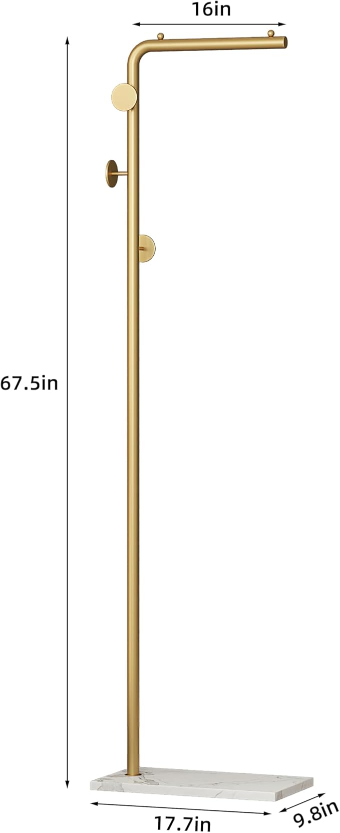 Coat Rack Stand, Gold Clothing Rack Freestanding with Satin Steel Finish and Natural Stable Marble Base, for Coats, Hats, Scarves, Clothes, and Handbags be Applicable Home Bedroom Hotel Hall