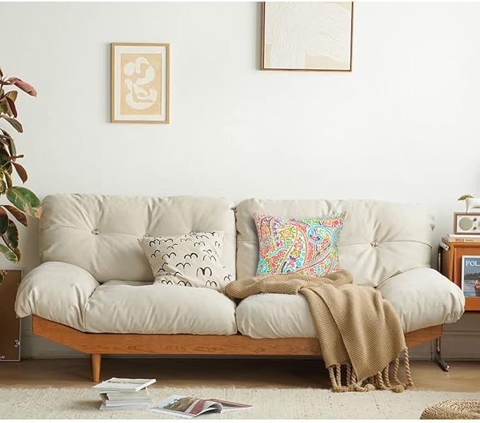 FUNHOME Outdoor Indoor Throw Pillows 18”x18”, Set of 2 Decorative Throw Pillows with Inserts, All Weather Water-Repellent Square Pillows for Bed, Couch, Sofa and Patio Furniture-Melora Paisley