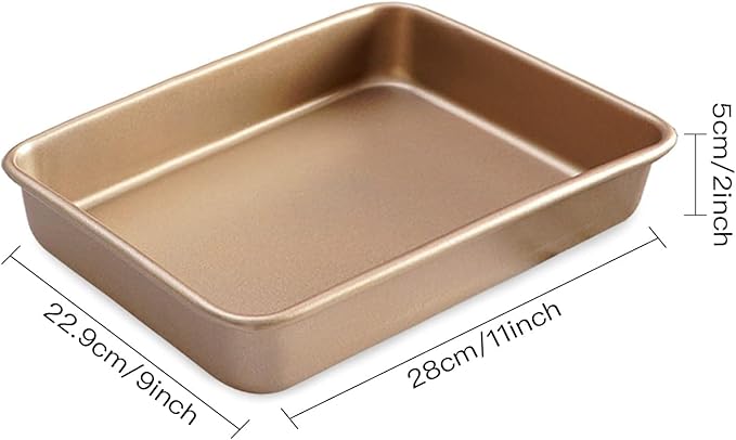 2 Pack 11 Inch Baking Sheet Pans, Deep Size Baking Pan Nonstick Cookie Sheet Brownie Cake Pan Bread Pan Toaster Oven Tray Bakeware, 11x9x2 Inches, Easy Clean & Food Safe (11 x 9 x 2")