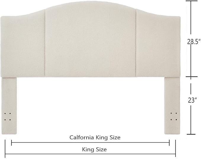 24KF Middle Century Upholstered Foldable King Headboard, Modern Boucle Teddy Fabric, Cream