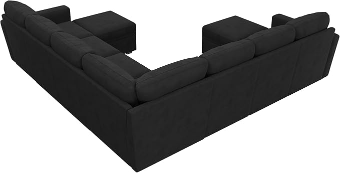 HONBAY Modular Sectional Sleeper Sofa with Pull Out Couch, Oversized U Shaped Sleeper Pull Out Bed with Storage Sectional Couches for Living Room - Black