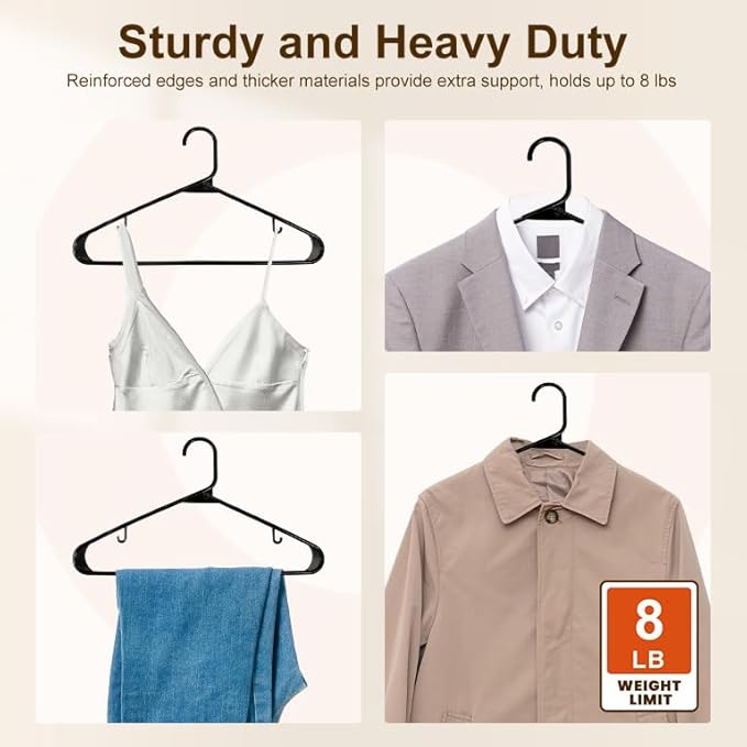 HOUSE DAY 1000 Pack Plastic Clothes Hangers, Commercial Bulk Shipment for Business, Sturdy Durable Lightweight Hanger Black Ideal for Retail Dry Cleaners Warehouses, Save Cost & Warehouse Space
