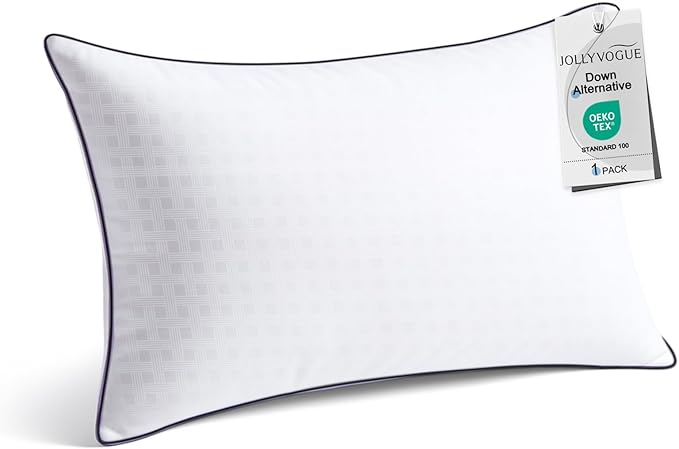 JOLLYVOGUE King Size Bed Pillow 1-Pack, Single Pillow for Sleeping, Breathable and Supportive with Down Alternative Fill, Hotel Collection Pillow for Side, Back, and Stomach Sleepers