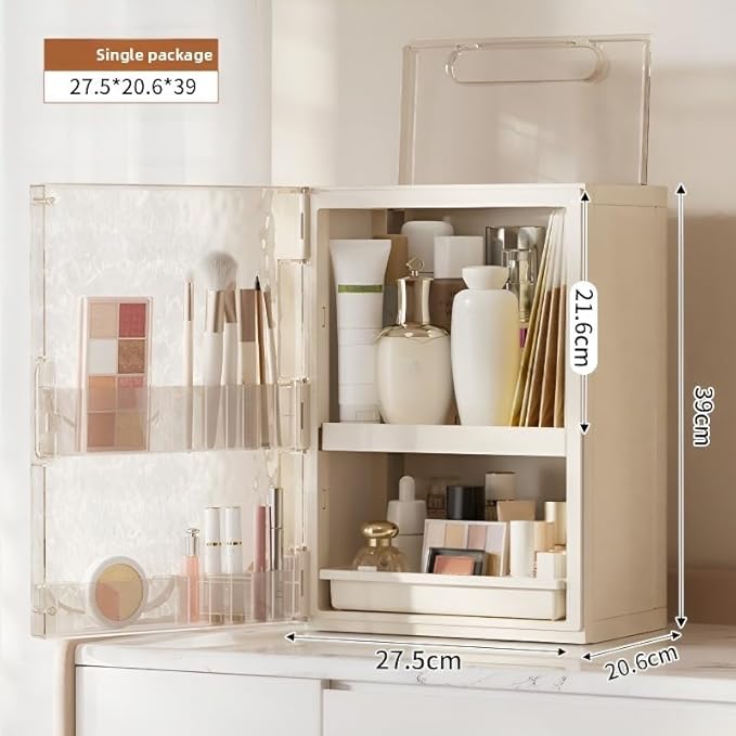Makeup Organizer with Drawers,Skincare Organizer for Vanity,Storage Box with Cover,Large Cosmetic Display case for Dresser, Bathroom Countertop