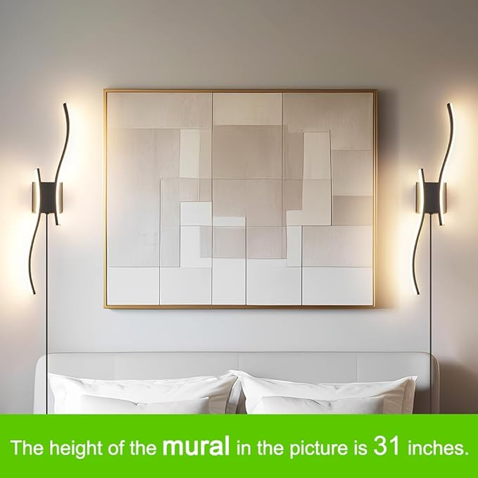 Modern Plug in Wall Sconce Set of 2, Black Dimmable LED Wall Light with Remote Control, 3CCT Adjustable & Memory Function, Timer, Plug in Cord Wall Lamp for TV Wall Living Room Hallway Bedroom