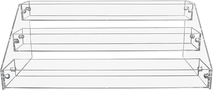 PMMASTO Widen Tiered Spice Rack, Seasoning Organizer, Clear Acrylic Vertical Shelves Can Organizer for Countertop, Cabinet, Pantry, Kitchen Organization and Storage - 3 Tier