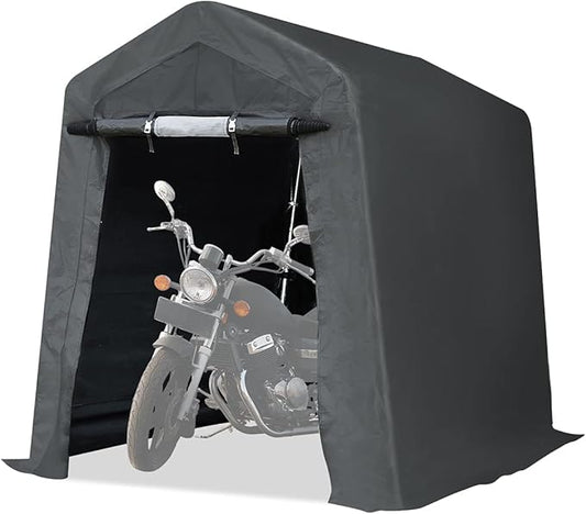 ADVANCE OUTDOOR 6X8 ft Outdoor Portable Storage Shelter Shed with 2 Rolled up Zipper Doors & Vents Carport for Motorcycle Waterproof and UV Resistant Portable Garage Kit Tent, Gray