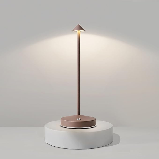 Rechargeable Table Lamp Cordless,3000 Mah Battery Powered Lamp 2 Level Dimmable Table Lamps Mini Table Lamp in Aluminium 3000k Touch Lamp Cordless Table Lamps for Indoor & Outdoor (Rust)