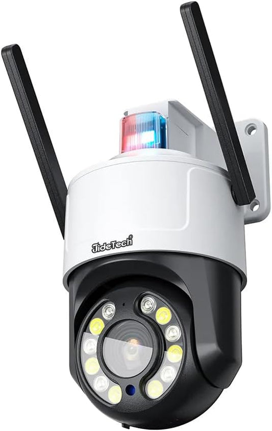 JideTech 5MP 5X Zoom Wi-Fi IP PTZ Camera,Night Vision Human Vehicle Detection AutoTracking Sound and Light Alarm,Two-Way Voice, Outdoor Wireless PTZ Camera,CamHipro