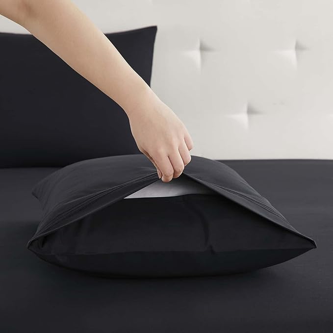 Clara Clark Bed Sheets, Premier 1800 Series 4 Piece Bed Sheet Set, Deep Pocket, Wrinkle, Fade, Stain Resistant, Luxury Soft Bedding Sheets & Pillowcases, California King, Black