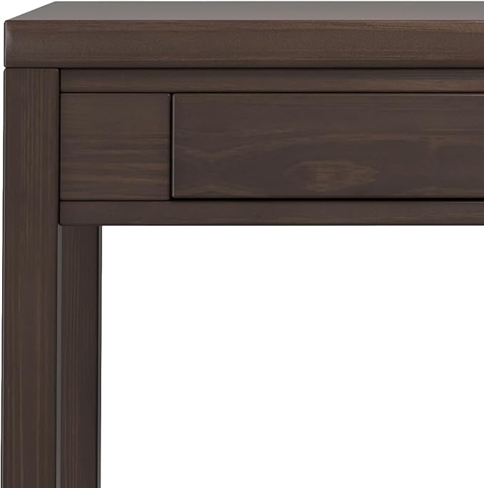 SIMPLIHOME Hollander Small Desk - 38-Inch Wide Solid Wood Writing Desk in Warm Walnut Brown, Contemporary Home Office Computer Table for Study or Compact Space with Flip-Down Keyboard Tray