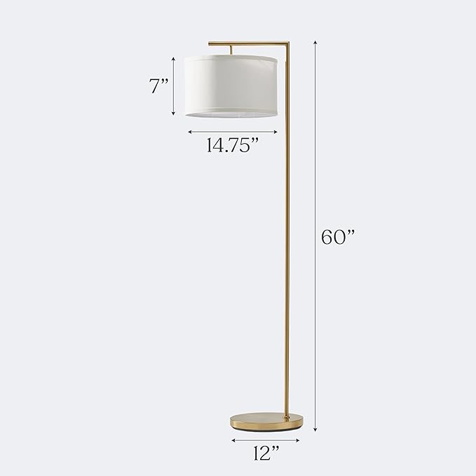 Brightech Montage Modern Floor lamp, LED Floor Lamp for Living Rooms & Offices - Tall Standing Lamp for Bedroom Reading - Corner Pole Lamp for Contemporary Home Decor - Gold, Antique Brass