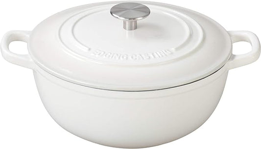 Enameled Cast Iron Dutch Oven Pot with Lid for Sourdough Bread Baking, Bread Dutch Ovens, Cooking Pots, 5 Quart, White