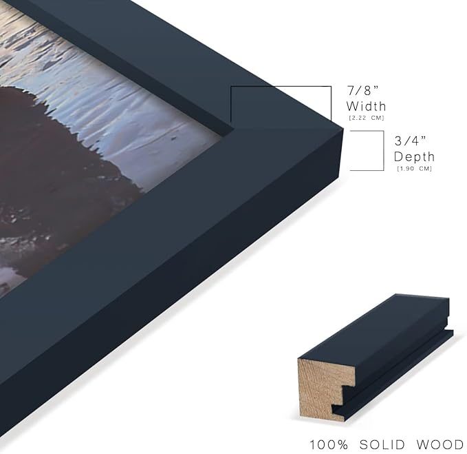 Renditions Gallery 11x14 inch Picture Frame High-end Modern Style, Made of Solid Wood and High Definition Glass Ready for Wall and Tabletop Photo Display, Navy Frame