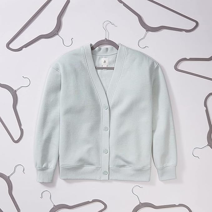 Amazon Basics Slim, Velvet, Non-Slip, Durable Suit Clothes Hangers for Closet, Coats, Pants, Shirts, Gray/Silver, Pack of 100