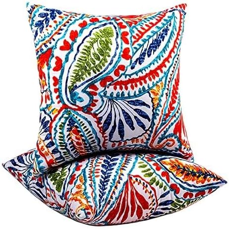 Outdoor Throw Pillows - Decorative Pillows with Insert Included Set of 2 Outdoor Pillows for Patio Furniture 18x18 Inch