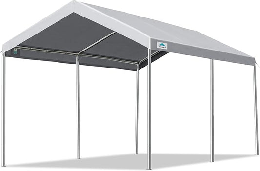 ADVANCE OUTDOOR 10x15 ft Heavy Duty Carport Potable Car Canopy Garage Party Tent Boat Shelter, Adjustable Height from 9.5 ft to 11 ft, Gray