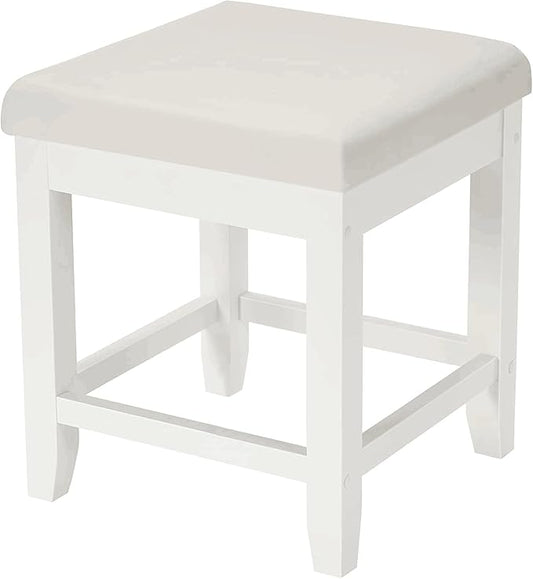 BEWISHOME Vanity Stool, Bedroom Vanity Chair with Upholstered Seat, Desk Stool, Soft Cushioned Piano Stool, Square 18” Height Makeup Bench, Piano Bench Vanity Bench Capacity 300lb White FSD06W