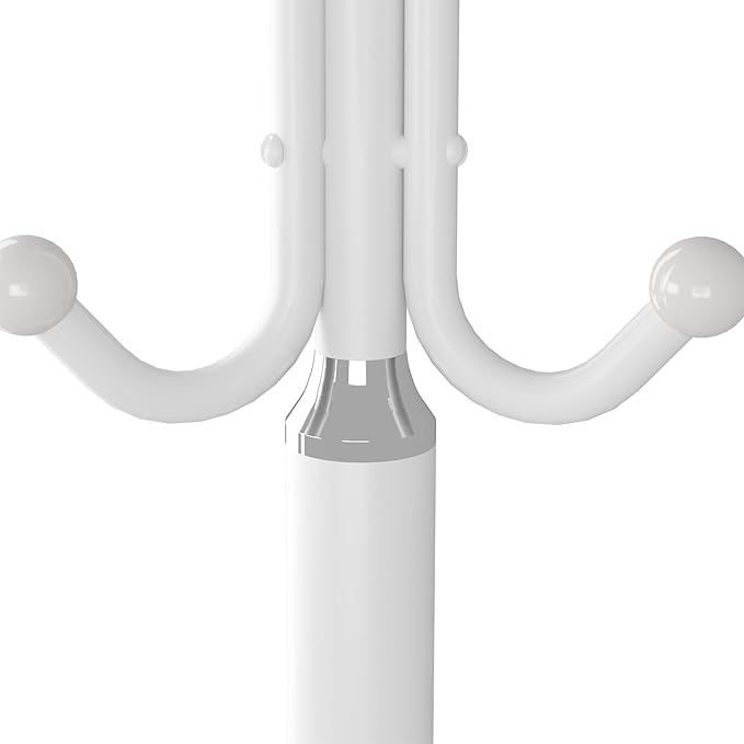 HOMEFORT Metal Coat Rack Stand,Free Standing Hat Hanger with Marble Base,Hall Tree with 12 Hooks for Hanging Hat,Clothes,Bag,Entryway Storage Organizer,White