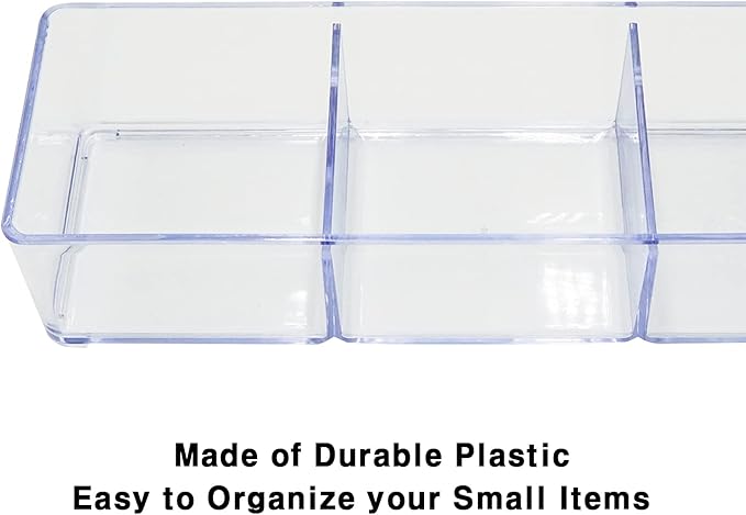 carrotez 3 Compartment Clear Plastic Drawer Organizer for Makeup, Bathroom, Desk, Vanity