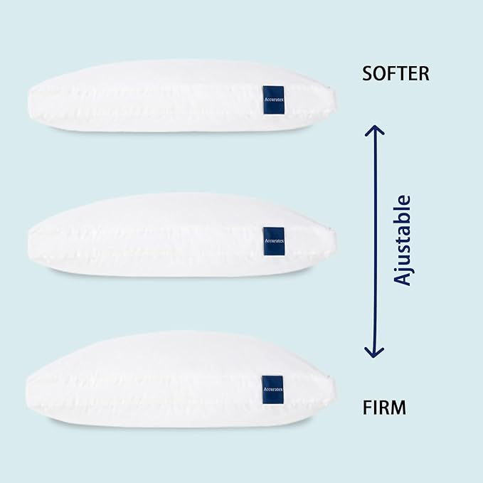 ACCURATEX Hybrid Pillow for Sleeping, Adjustable Shredded Memory Foam Pillow Core with Fluffy Down Alternative Fill Removable Cotton Cover,for Side,Back,Stomach Sleepers,Standard Size
