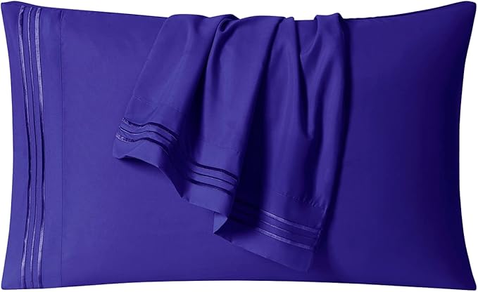 Clara Clark Bed Sheets, Premier 1800 Series 4 Piece Bed Sheet Set, Deep Pocket, Wrinkle, Fade, Stain Resistant, Luxury Soft Bedding Sheets & Pillowcases, Split King, Royal Blue