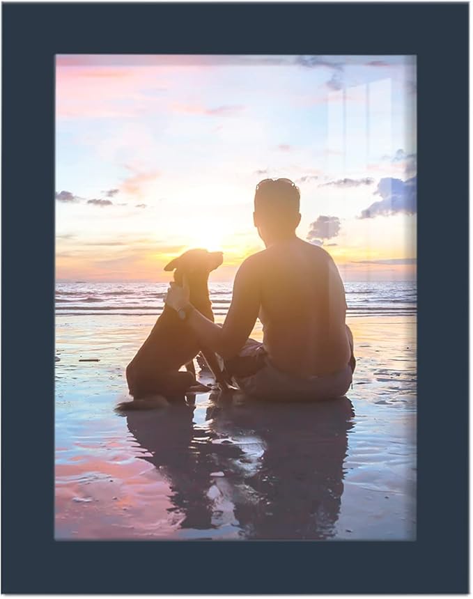 Renditions Gallery 6x8 inch Picture Frame High-end Modern Style, Made of Solid Wood and High Definition Glass Ready for Wall and Tabletop Photo Display, Navy Frame