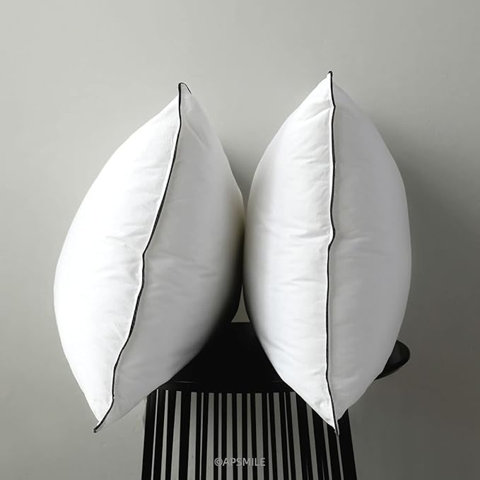 APSMILE Organic Feather Down Pillows Set of 2, Standard Size Bed Pillows for Sleeping with 100% Cotton Cover, 3-Chamber Hybrid Feather Down Core Pillow Surrounded by Polyester, 20x26 Inches