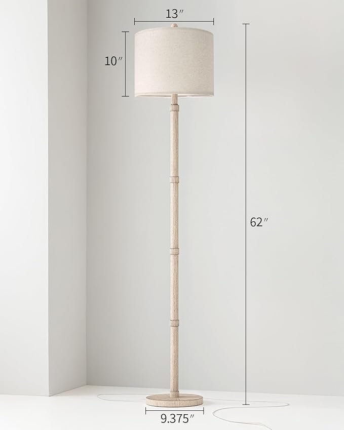 BOBOMOMO Retro Farmhouse Floor Lamp Rotary Switch, 62" Resin Vintage Floor Lamp, Rustic Tall Floor Lamps for Living Room, Corner, Bedroom, Office(Without Bulb)