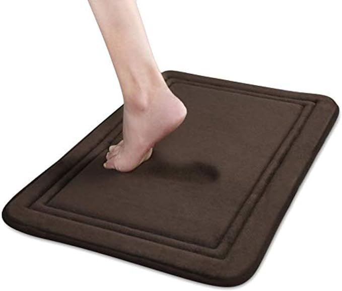 ITSOFT Memory Foam Bath Mat 31x20, Non Slip, Machine Washable, Quick Dry & Absorbent Rugs, Bath Mats for Bathroom Floor, Tub & Shower, Bathroom Rug, Chocolate Brown